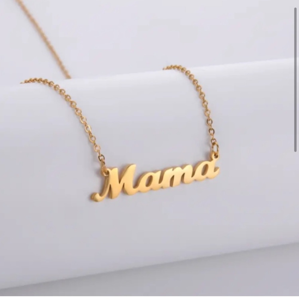 New 16" stainless steel gold toned Mama necklace